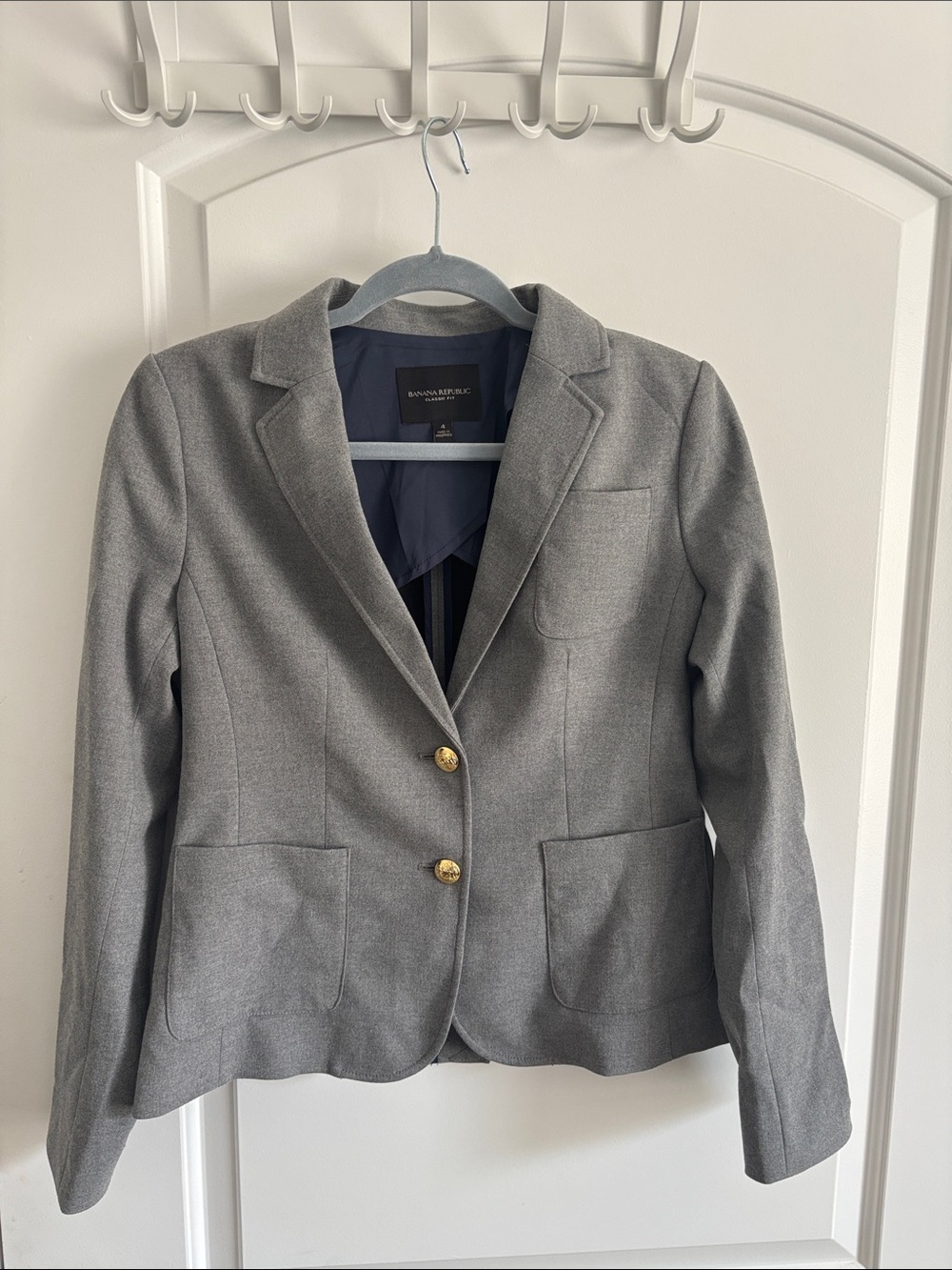 Banana Republic Classic Fit Blazer Women's Size 4 Navy Gold Button Jacket